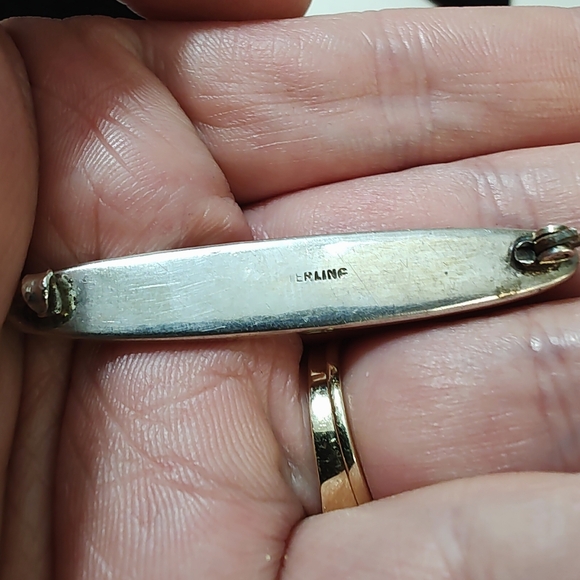 Victorian Era Sterling Silver Abalone Shell Bar Brooch Pin Antique - Picture 5 of 12